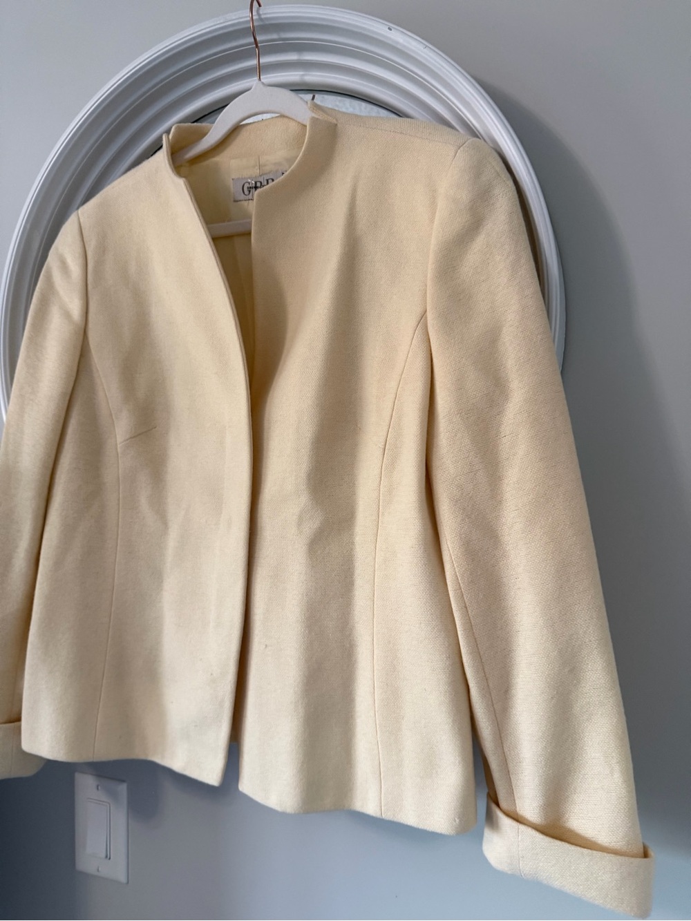 VINTAGE GBR Gibierre Donna Milan Cream Tailored Blazer Jacket - Made in Italy - Picture 3 of 9